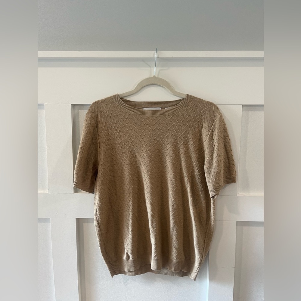 Beige Short Sleeve Sweater